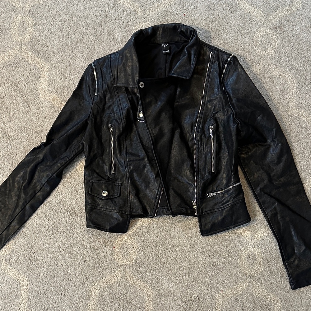 Windsor Black Leather Biker Jacket